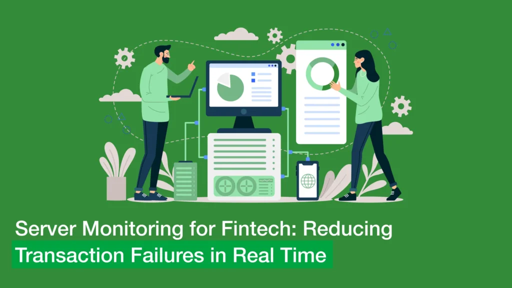 Real-time server monitoring dashboard showing live fintech transaction data